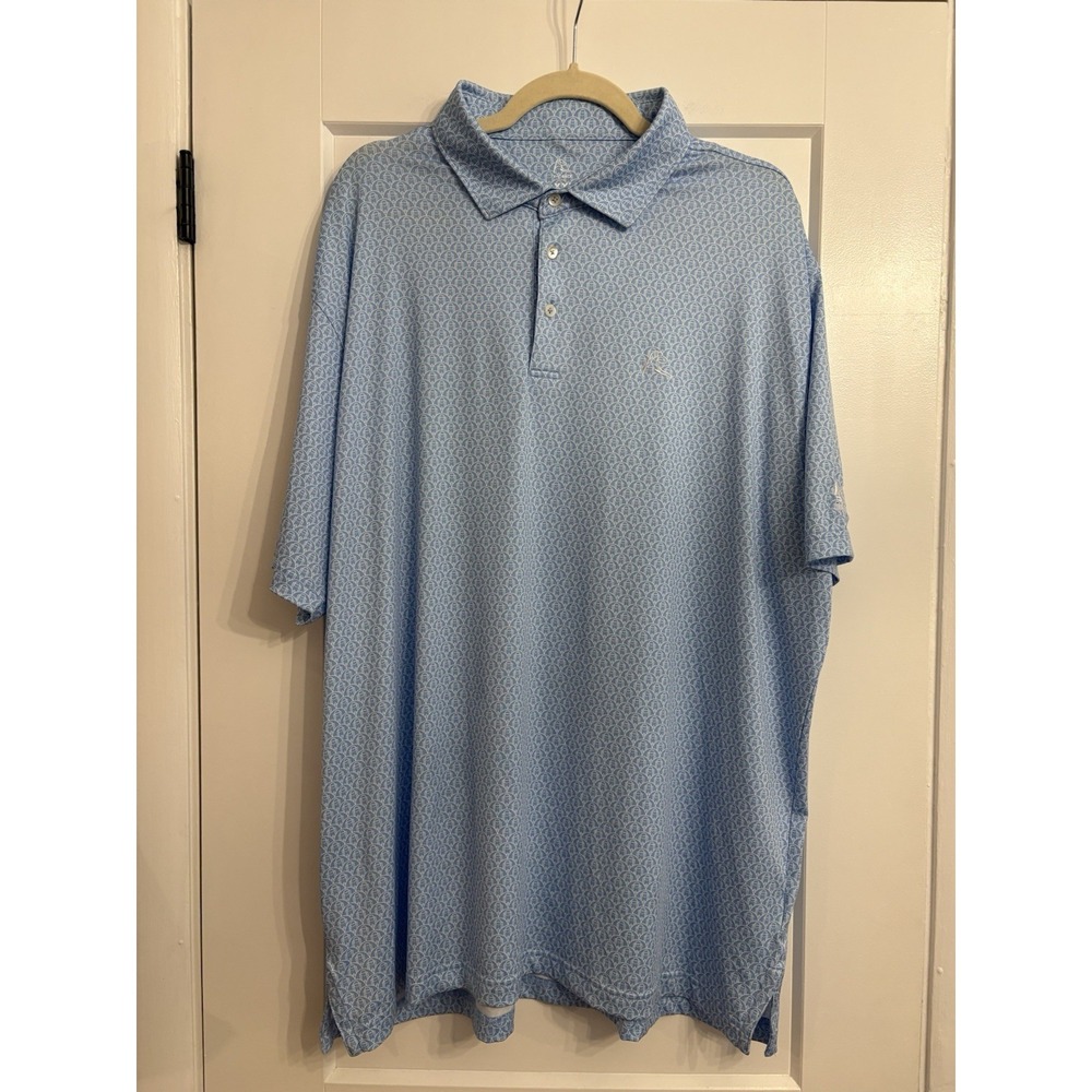 Rhoback Men's 2XL Ice Blue Basketball Court Print Polo Short Sleeve Company Logo